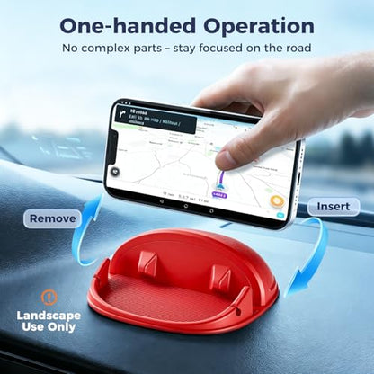 Loncaster Car Phone Holder, Car Phone Mount Silicone Car Pad Mat for Various Dashboards, Slip Free Desk Phone Stand Compatible with iPhone, Samsung, Android Smartphones, GPS Devices and More (Red) - color: Red-1pack