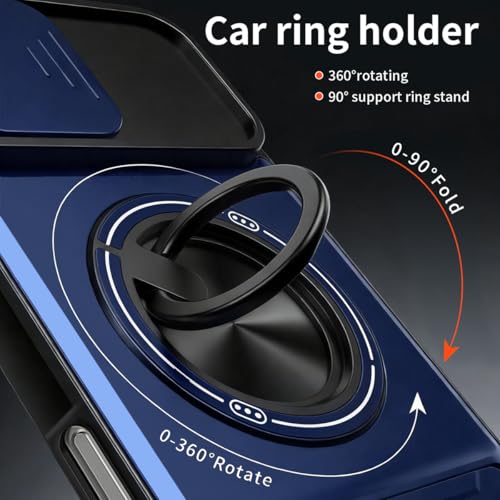 Dssairo for iPhone 16 Pro Max case with 360°Rotation Magnetic Ring Compatible with MagSafe Slide Camera Cover Foldable Stand Military-Grade Shockproof Protective case (Blue, iPhone 16 Pro Max) - color: Blue, size: iPhone 16 Pro Max