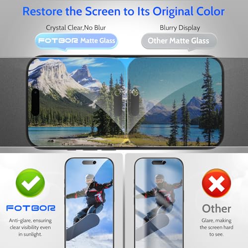 Fotbor [Ultra-Shield 26° True Privacy Screen Protector Compatible with iPhone 16 Pro Max, 2-Pack Elite Matte AG Etched Glass, 9H Anti-Shatter, with [Installation Master Kit] - size: iPhone 16 Pro Max-6.9 inch