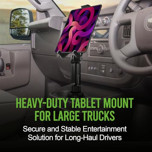 Cellet Universal Car Cup Holder Tablet Mount – Adjustable Gooseneck Stand for iPad, Galaxy, Kindle, Smartphones & More – Stable Base Fits Cup Holders 2.5"-4" for Front & Back Seat Use - style: Tablet 13in Neck