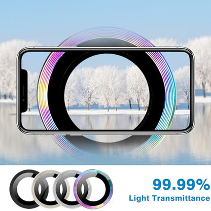 Compatible with iPhone 15 Pro/15 Pro Max Camera Lens Protector, Anti-Scratch Lens Cover 9H Tempered Glass Metal Camera Screen Protector Shockproof Camera Ring - Natural Titanium - color: Natural Titanium