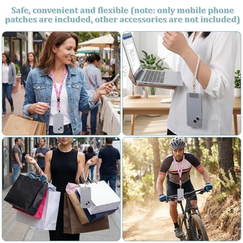20 Pcs Stainless Steel Phone Lanyard Tab Phone Tether Tab Universal Metal Cellphone Lanyard Patch Ultra Thin Cellphone Case Insert for Most Smartphone Cases