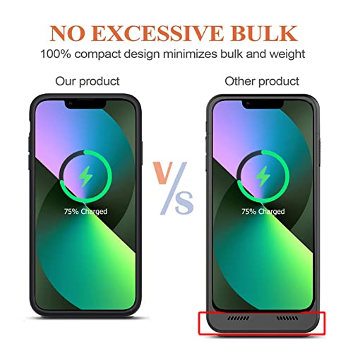 Battery Case for iPhone 13, Upgraded 10000mAh Portable Protective Charging Case with Wireless Charging Compatible with iPhone 13 (6.1 inch) Rechargeable Battery Pack Charger Case with Carplay (Black)