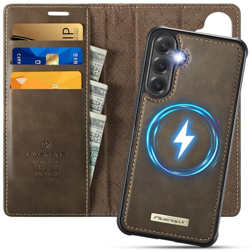 for Samsung Galaxy S25 5G 2in1 Detachable Wallet Case, Brown | Compatible with Magsafe, Magnetic, RFID Blocking Card Holder, Shockproof, Kickstand, Wireless Charging, PU Leather Flip Cover - color: Retro Brown, size: Galaxy S25 - 6.2"