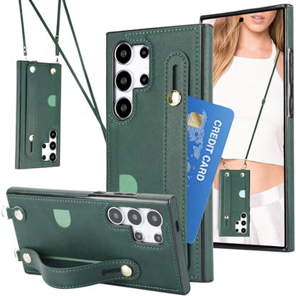 CCSmall Crossbody Case for Samsung Galaxy S23 Ultra w Card Holder KB Green - color: Green, size: Galaxy S23 Ultra