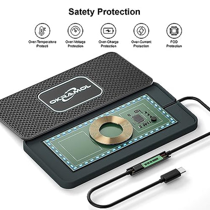 Wireless Charger for Car, Wireless Fast Charging Pad, Charging Station for Multiple Devices, Adapter for AirPods iPhone16/15/14/13/12 Pro/Android Samsung S20 S21 S22 S23 (1 Meter Cable)