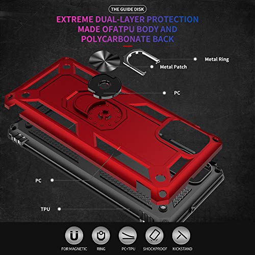 Samsung A71 5G Case, A71 5G Phone Case with Screen Protector, Military Grade Protective Cases with Ring for Samsung Galaxy A71 5G (Red) - color: Samsung Galaxy A71 5G Case Red
