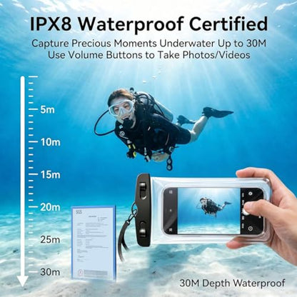 IPX8 Waterproof Phone Pouch[Anti-Pop Lock]Dustproof Outdoor Phone Protector | with Touch Screen Dry Bag Case with Lanyard,Beach &Cruise Essentials Gifts for iPhone 17 16 15 14 Pro Max,Galaxy S26 S25,7.2" - color: Black