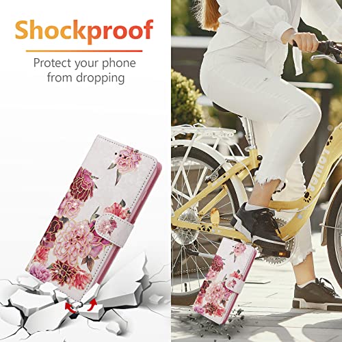 UEEBAI Wallet Case for Samsung Galaxy A26 5G, PU Leather Phone Cover Kickstand RFID Blocking Flip Case Card Slots Wrist Strap Relief Engraved Pattern Magnetic Closure Folio Cover - White Flower - color: White Flower, size: Samsung Galaxy A26 5G