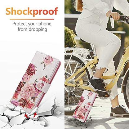 UEEBAI Wallet Case for Samsung Galaxy A26 5G, PU Leather Phone Cover Kickstand RFID Blocking Flip Case Card Slots Wrist Strap Relief Engraved Pattern Magnetic Closure Folio Cover - White Flower - color: White Flower, size: Samsung Galaxy A26 5G