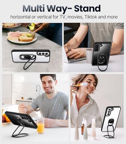 Shields Up for Samsung Galaxy S21 Plus Case with Stand, Galaxy S21 Plus Case Clear with Double Ring Holder [Adjustable & Foldable] Shockproof Protective Cover - Clear Black - color: Black, size: Galaxy S21 Plus