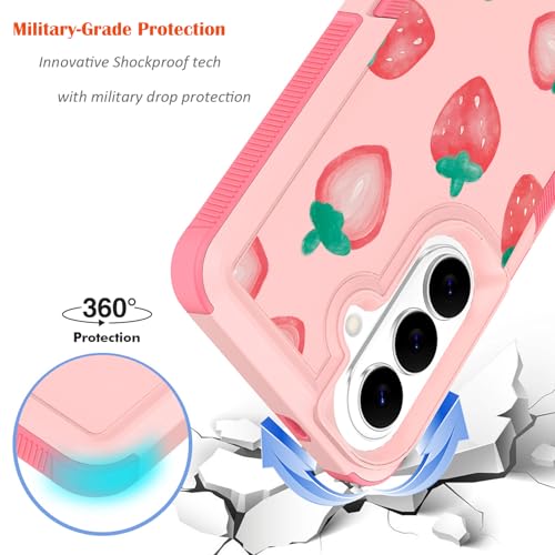 for Samsung Galaxy S26 5G Case: Cute Flowers Floral Design for Girls Women Slim Soft TPU Bumper Shockproof Silicone Cell Phone Cover (Strawberry) - color: Strawberry