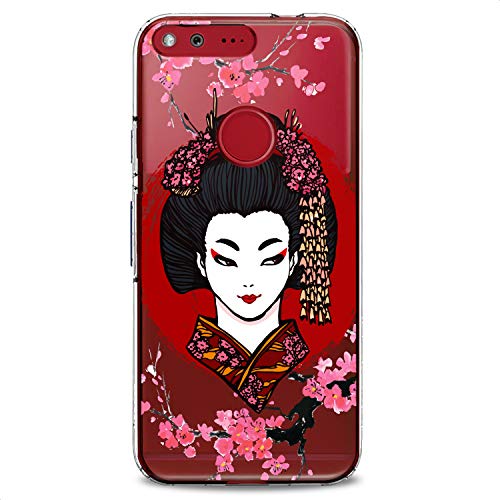 TPU Case Compatible for Google Pixel 9 8 Pro 7a 6a 5a XL 4a 5G 2 XL 3 XL 3a Japan Beauty Soft Sacura Cute Design Print Flexible Silicone Slim fit Flowers East Geisha Makeup Clear Blossom - color: Japan Beauty