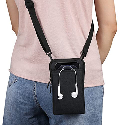 QBYVQQN Cell Phone Waist Belt Holster Mens, Waterproof Zipper Crossbody Smartphone Shoulder Messenger Bag Wallet Sling Bag - color: Black, size: 7.2 INCH