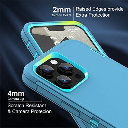 Sansunto Case for iPhone 13 Pro, Shockproof Phone Case for boy, Heavy Duty Full Body Protection Silicone Rubber Rugged Hybrid Phone Cases for iPhone 13 Pro in 6.1 Inch (Teal/Turquoise) - color: Teal/Turquoise
