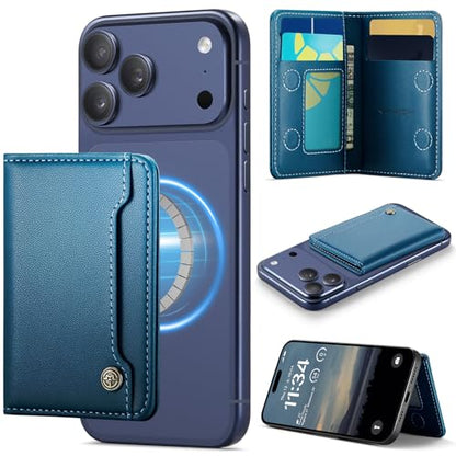 Vinich for MagSafe Wallet Magnetic RFID Blocking Card Holder, Blue - color: Blue