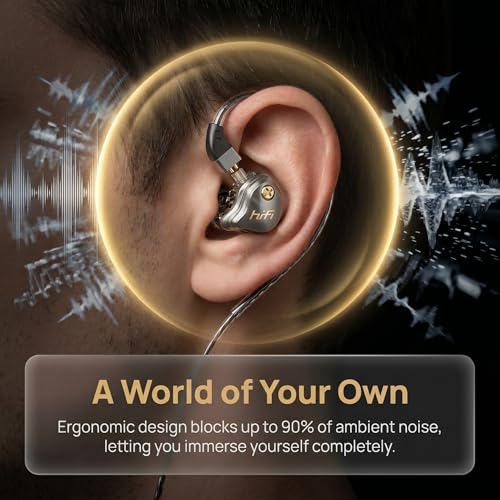 3.5mm Wired IEM Earbuds with Mic, 10mm Driver, Detachable Cable - color: Black, size: 3.5mm