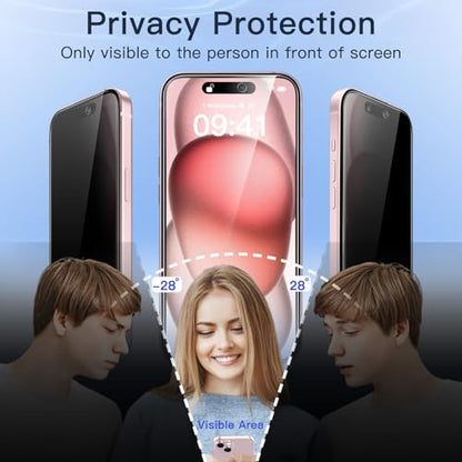JETech Privacy Screen Protector for iPhone 15, 2-Pack - size: iPhone 15