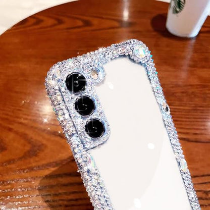 Compatible with Samsung Galaxy S22 Bling Clear Case for Women,Glitter Phone Case with Sparkle Rhinestone Diamond Camera Protection，Airbag Anti-Fall Crystal Hard Cover for Girl - size: Galaxy S22