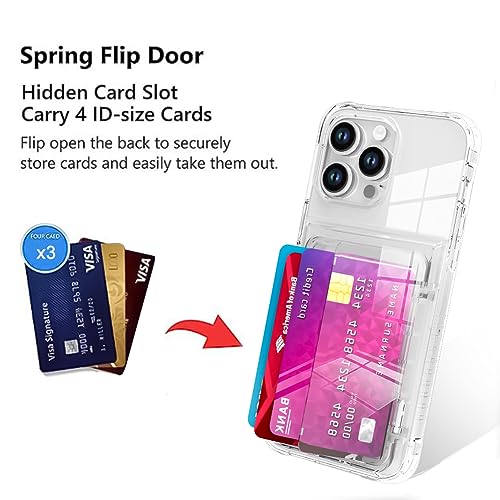 Wallet Case for iPhone 15 Pro Max with 3 Credit Card Holder Slot | Shockproof Hybrid Heavy Duty Protection Clear Phone Cover Compatible with 15 Pro Max 6.7 Inch 2023 - color: Clear, size: iPhone 15 Pro Max