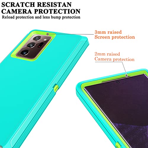 YmhxcY Note 20 Ultra Case with Self Healing Flexible TPU Film[2 Pack] and Camera Lens Screen Protective Film[2 Pack], Heavy Protection Cover for Galaxy Note 20 Ultra-Aqua Blue and Lime Green - color: SF-Aqua Blue/Lime Green