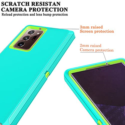 YmhxcY Note 20 Ultra Case with Self Healing Flexible TPU Film[2 Pack] and Camera Lens Screen Protective Film[2 Pack], Heavy Protection Cover for Galaxy Note 20 Ultra-Aqua Blue and Lime Green - color: SF-Aqua Blue/Lime Green