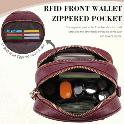 Small Crossbody Bags for Women, RFID Phone Purse with Card Slots, Triple Compartments Lightweight Shoulder Bag - color: 6-red