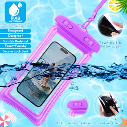 Chiisong 56 Pack Waterproof Phone Pouch Clear Cellphone Case Bulk Universal Phone Dry Bag Waterproof Underwater Case Holder for Water Games Cruise Ship Essentials, up to 6.9 Inch(Colorful)