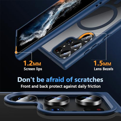 Hensinple for Samsung Galaxy S22 Ultra Case Magnetic, Galaxy S22 Ultra Phone Case [Compatible with Magsafe] Wireless Charging Translucent Back Shockproof Cover Case6.8 Inch, Blue - color: Blue-S22 Ultra, size: Galaxy S22 Ultra 6.8 inch