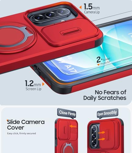 JAME for Samsung Galaxy A17/A16 5G Phone Case with Stand Slide Camera Cover - color: Red, size: Galaxy A16/A17