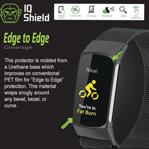 IQShield 6 Pack Screen Protector for Fitbit Charge 6 / Charge 5, Easy Install Anti-Scratch Anti-Bubble Clear TPU Film - size: 1.04 INCH