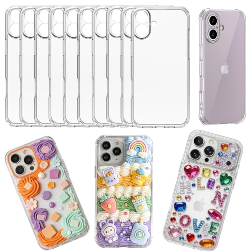 stino DIY Phone Junk Case for iPhone, 10 Pack Clear Cases, Crystal Transparent Junk Case Supplies (for iPhone 16 Plus) - size: for Iphone 16 Plus