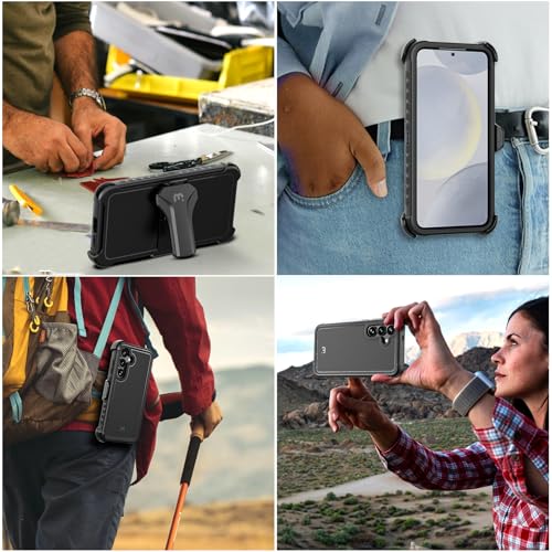 M MYBAT PRO for Samsung Galaxy S25 Plus Case with Belt Clip Holster - color: Black, size: Samsung Galaxy S25 Plus