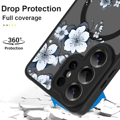 Magnetic for Samsung Galaxy S26 Ultra Case,White Flower | Compatible with MagSafe,Cute Fashion Translucent Matte Hard Back Shockproof Anti-Scratch Phone Case-Ink Flower - color: Ink Flower, size: Samsung Galaxy S26 Ultra