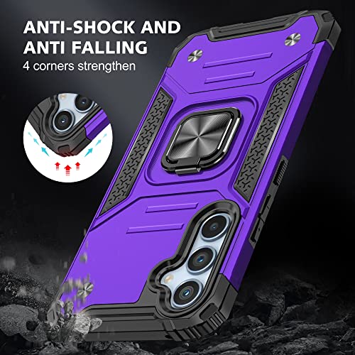 for Samsung S23 FE Case: S23 FE Case with Screen Protector: (Heavy Duty) Military Grade 360° Rotatable Kickstand Shockproof Protective Cases for Samsung Galaxy S23 FE (Purple) - color: Samsung S23 FE Case Purple