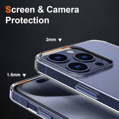 Silicone Clear iPhone 15 Pro Case,Ultra Thin with Comfort Grip | Soft Slim-Fit TPU iPhone 15 Pro Phone Cover,Non-Slip,Shockproof Protection,Scrath-Resistant - size: iPhone 15 Pro case