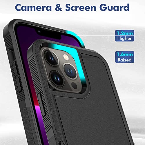 Heavy‑Duty Rugged Anti‑Drop Shockproof Protective Phone Case for iPhone 13 Pro Max, Durable Protective Shell, Black - color: Black, size: iPhone 13 Pro Max