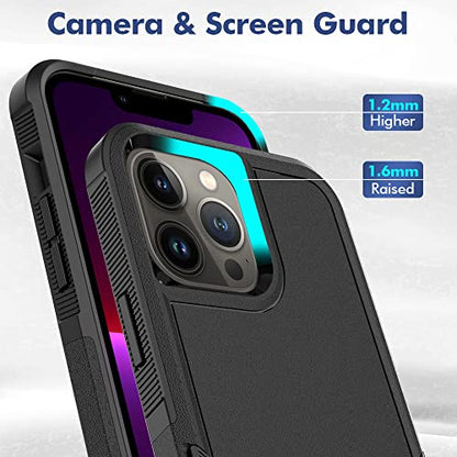 Heavy‑Duty Rugged Anti‑Drop Shockproof Protective Phone Case for iPhone 13 Pro Max, Durable Protective Shell, Black - color: Black, size: iPhone 13 Pro Max