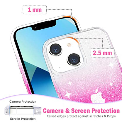 JJGoo Compatible with iPhone 13 Case, Glitter Soft TPU Shockproof Protective Bumper Cover, Sparkle Bling Sparkly Cute Slim Women Girls Phone Case for iPhone 13, 6.1inch, Gradient Glitter Pink - color: Gradient Pink