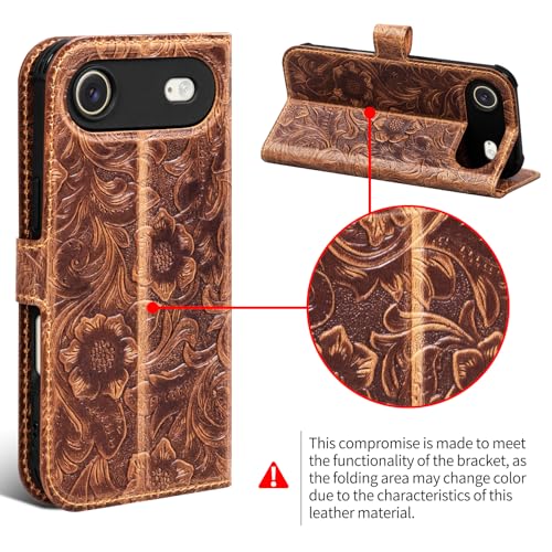 Leather Case Compatible with iPhone 17 Air Wallet 6.5" Dark Brown | Genuine Leather 2-in-1 Magnetic Detachable Shockproof,Flip Folio Cover with Card Slot,Wireless Charging RFID Blocking brown - color: Dark brown, size: 17 Air