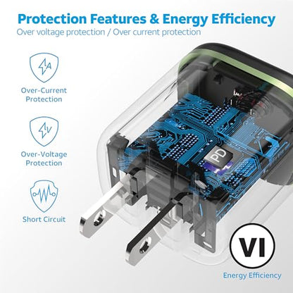 AT&T 30W USB C Wall Charger PD Fast Charging Foldable Travel Adapter Black - color: 30W Black