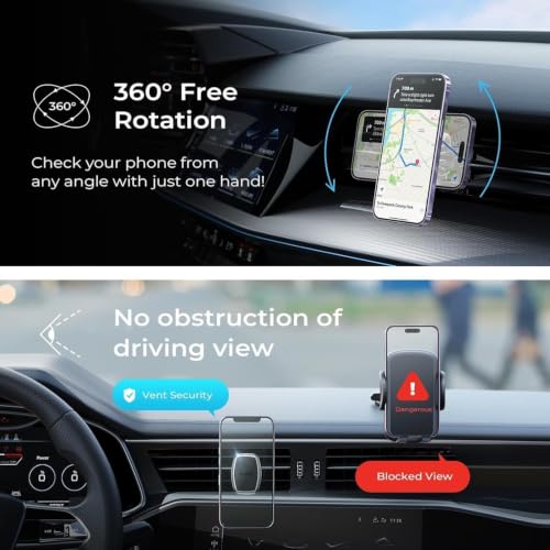 LISEN Magnetic Phone Holder for Car, Magnet Car Vent Phone Mount Holder with Ultra 6 Strong Magnets, Magnetic Car Phone Holder Mount for Car Automobile Cradles, Soporte de Telefono para carro - color: Black