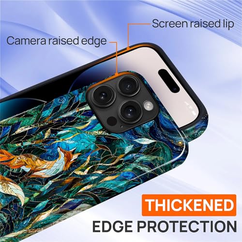 Case Compatible with iPhone 14 Pro, Cute Dual Layer Hybrid Phone Cover, Military Grade Drop Protection, Aesthetic Shockproof Phone Case for Women Girls, Woodland Fox Stained Glass - color: Woodland Fox Stained Glass, size: Iphone 14 Pro