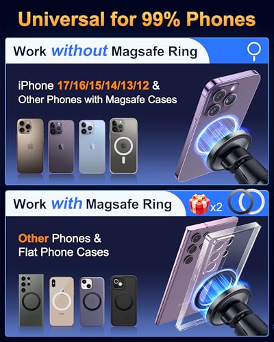 [True Military-Grade] 2026 New Upgraded Magnetic Car Mount Vent for MagSafe - color: Black
