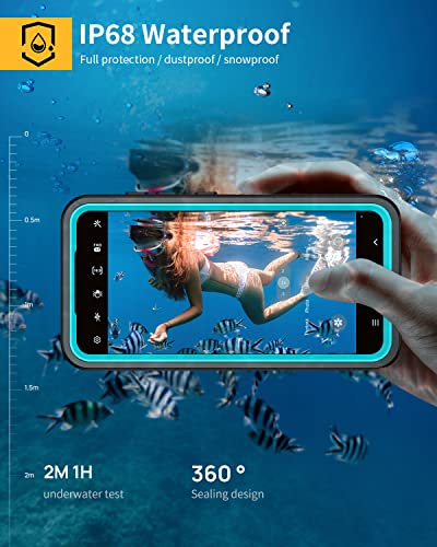 Lanhiem for Samsung A54 5G Case, Galaxy A54 5G Case, IP68 Waterproof Dustproof Cover with Screen Protector, Heavy Duty Full Body Protective Phone Case for Samsung Galaxy A54, Blue/Clear - color: Blue/Clear