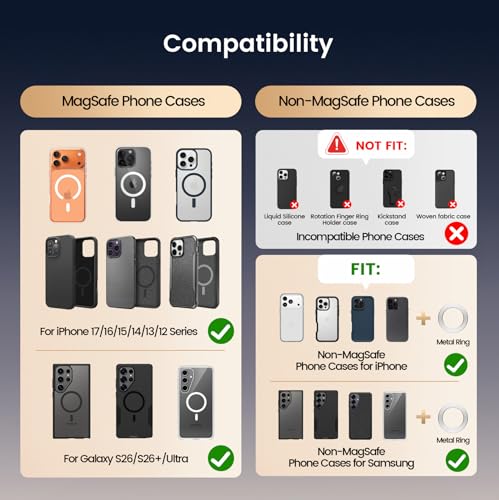 Foldable Double Sided Magnetic Phone Grip Kickstand for Magsafe - color: Black