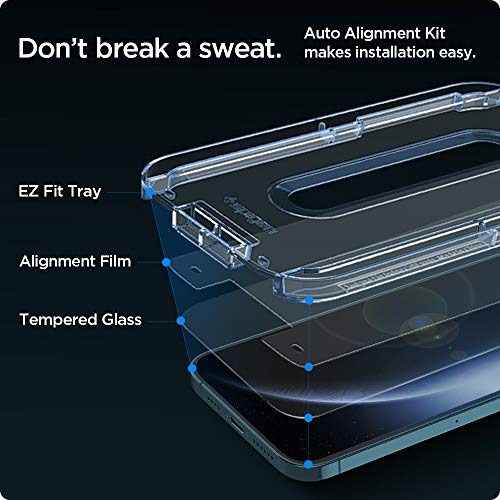 Spigen GlasTR EZ FIT Screen Protector for iPhone 12 Pro Max (6.7 inch) | Tempered glass, including installation kit, crystal clear, scratch-resistant, case-friendly, 9H hardness film - size: iPhone 12 Pro Max