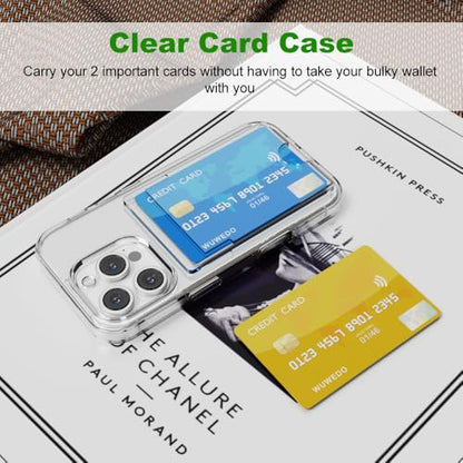 for iPhone 16 Pro Clear Card Case - Hybrid Slim Fit Transparent Wallet Cover with Card Holder Slot, TPU + PC, Anti-Yellowing, 6.3" 2024 - color: Clear, size: iPhone 16 Pro