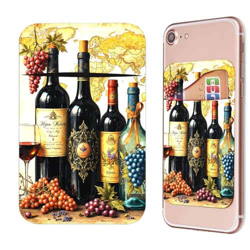 Phone Credit Card Holder Stick on, Cell Phone Pocket Self Adhesive Stretchy Stick on Wallet ID Credit Card Case Pouch Sleeve with Flap for All Smartphones, Grape Wine - color: Grape Wine