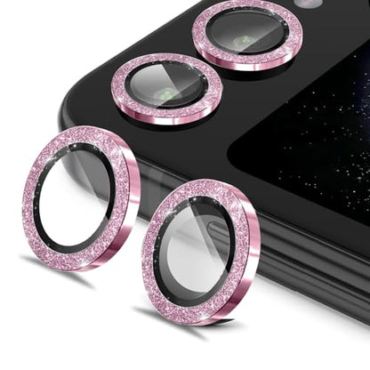for Samsung Galaxy Z Flip6 Camera Lens Protectors, Glitter Bling Sparkly Camera Cover with Aluminum Edging,Individual Metal Lens Cover [Case Friendly],Bling-Pink - color: Bling-Pink